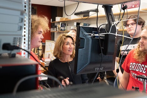 Lt. Gov. Karyn Polito tours a BSU lab.