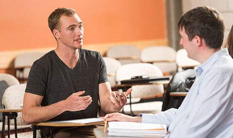 2 BSU Counselor Ed students role playing a counseling session