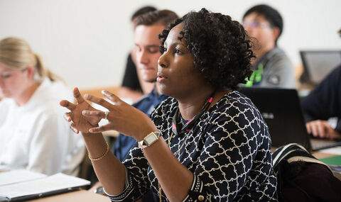 a student speaking in class