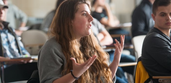 Students participating in class discussion